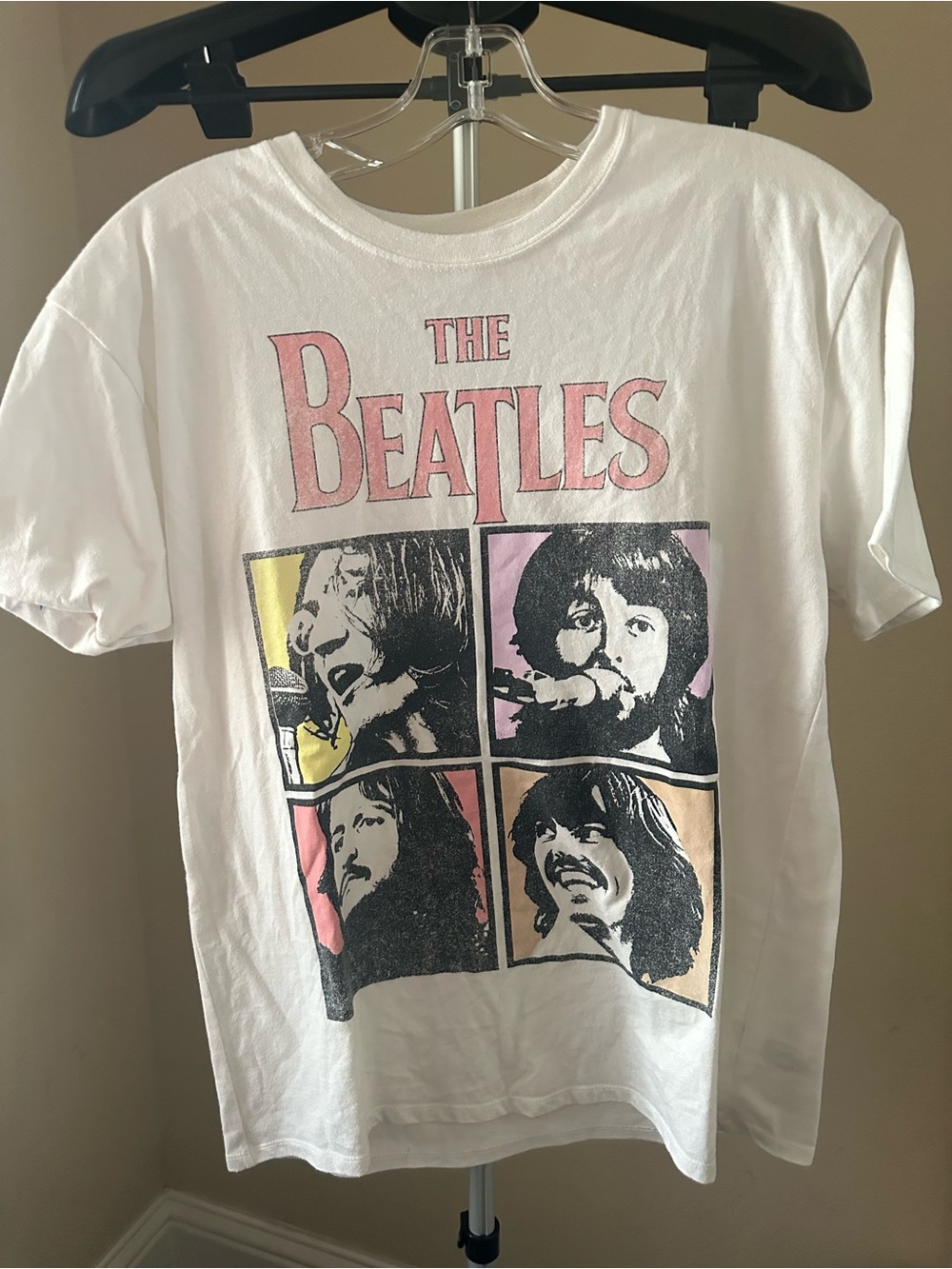 The Beatles White Graphic Kids Tee with Pink Logo